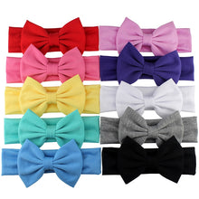 Load image into Gallery viewer, 2019 New Cotton Elastic Newborn Baby Girls Solid Color Headband Bowknot Hair Band Children Infant Headband bandeau bebe