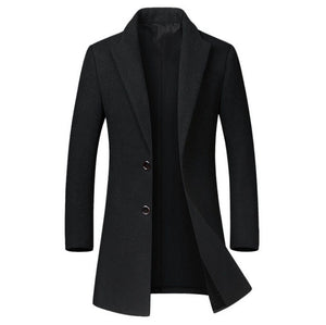 Winter Wool Jacket Men's High-quality Wool Coat casual Slim collar wool coat Men's long cotton collar trench coat