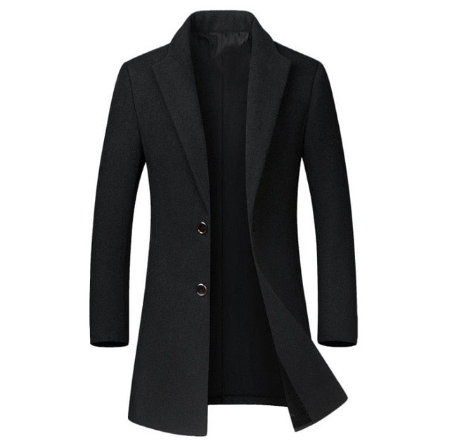 Winter Wool Jacket Men's High-quality Wool Coat casual Slim collar wool coat Men's long cotton collar trench coat