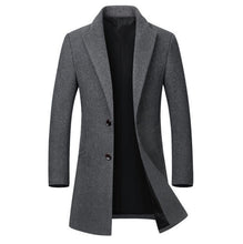 Load image into Gallery viewer, Winter Wool Jacket Men&#39;s High-quality Wool Coat casual Slim collar wool coat Men&#39;s long cotton collar trench coat