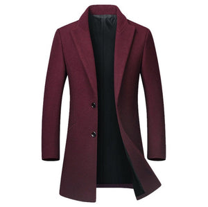 Winter Wool Jacket Men's High-quality Wool Coat casual Slim collar wool coat Men's long cotton collar trench coat