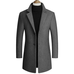 Winter Wool Jacket Men's High-quality Wool Coat casual Slim collar wool coat Men's long cotton collar trench coat