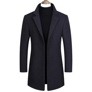 Winter Wool Jacket Men's High-quality Wool Coat casual Slim collar wool coat Men's long cotton collar trench coat