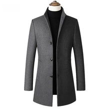 Load image into Gallery viewer, Winter Wool Jacket Men&#39;s High-quality Wool Coat casual Slim collar wool coat Men&#39;s long cotton collar trench coat