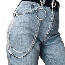 Load image into Gallery viewer, Street Big Ring Pendant Key Chain Metal Wallet Chain Silver Rock HipHop Punk Hook Biker Trousers Pant Waist Link Belt Jewelry